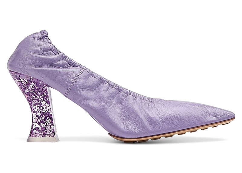 【最安値】 Bottega Veneta (Women's Lavender Pumps Leather Heel Glitter 靴