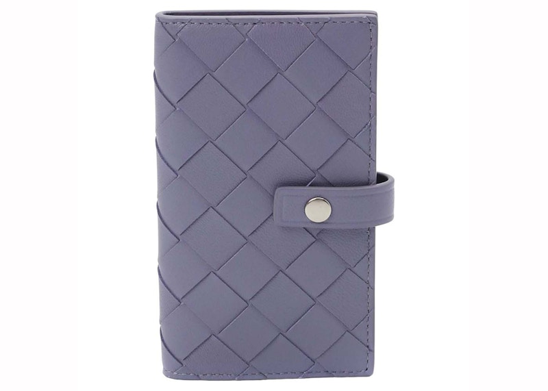 Pre-owned Bottega Veneta Intrecciato Card And Key Case Wallet In Lavender In Purple