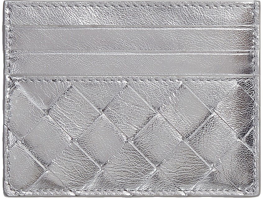 Bottega Veneta Mini Loop Laminated Silver Leather Shoulder Bag New