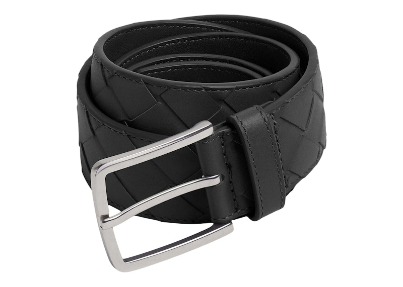 Bottega Veneta Intrecciato Leather Belt Black