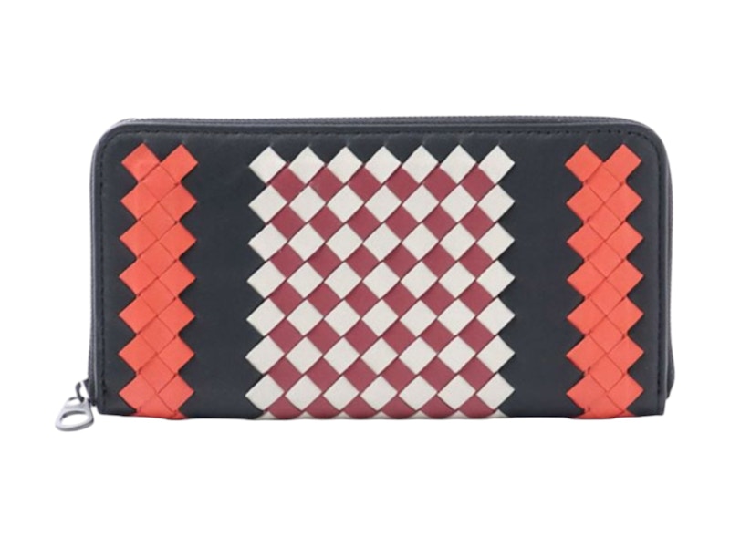 Bottega Veneta Intrecciato Long Wallet Black/Red in Leather - US