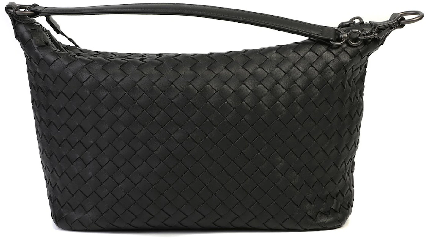 Bottega Veneta Intrecciato Shoulder Bag Small Black in Lambskin with  Gunmetal - US