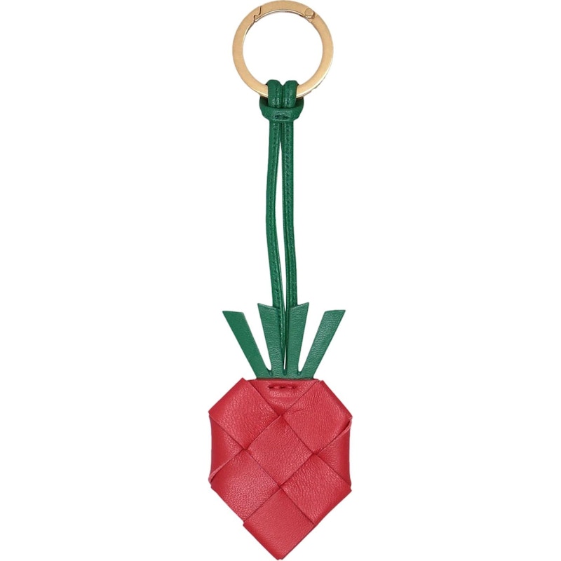 Bottega Veneta Intrecciato Strawberry Keyring Red in Leather