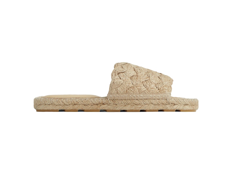 Pre-owned Bottega Veneta Jack Espadrille (women's) Sneakers In Cane Sugar In White
