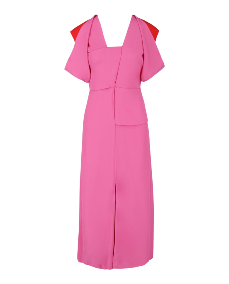 Pre-owned Bottega Veneta Women's  Jersey Draped Midi Dress In Bubble Gum In Pink