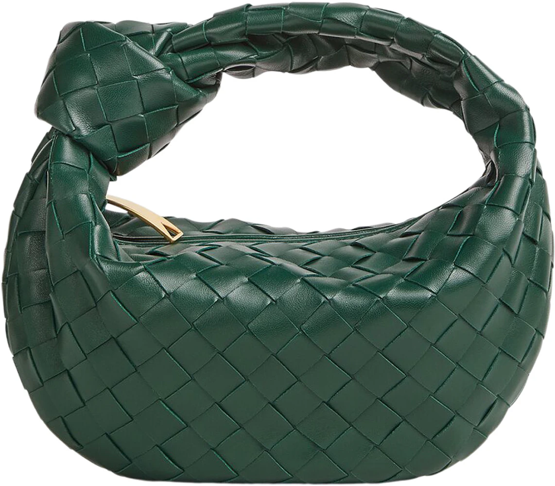 Bottega Veneta Jodie Top Handle Bag Mini Intreccio Green in Lambskin ...