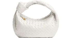 Bottega Veneta Jodie Top Handle Bag Teen Intrecciato White
