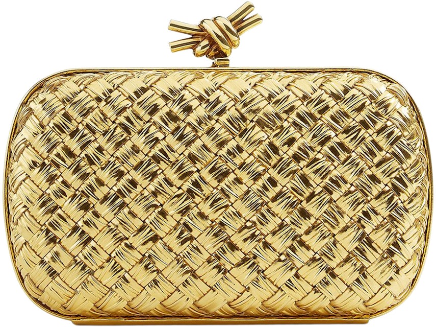 PRADA Clutch bag gold gold leather Intrecciato from japan
