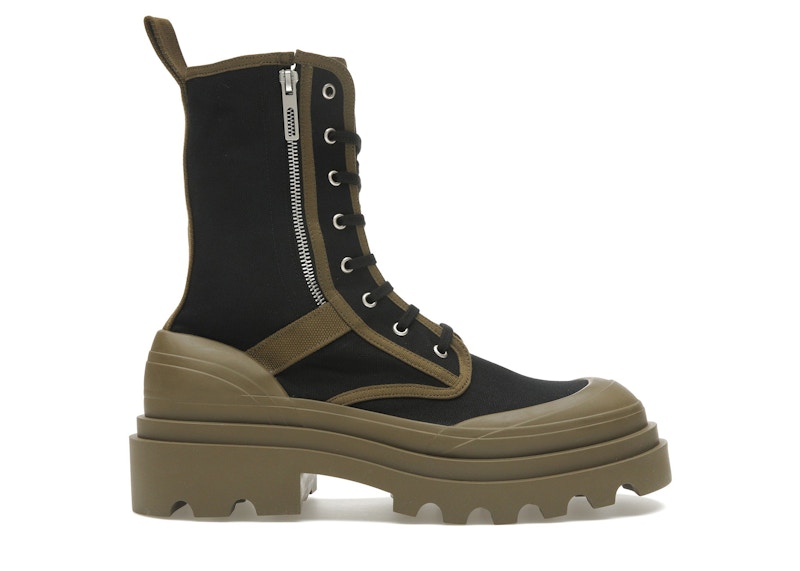 Pre-owned Bottega Veneta Men's  Laceup Boots Sneakers In Black/green In Multi