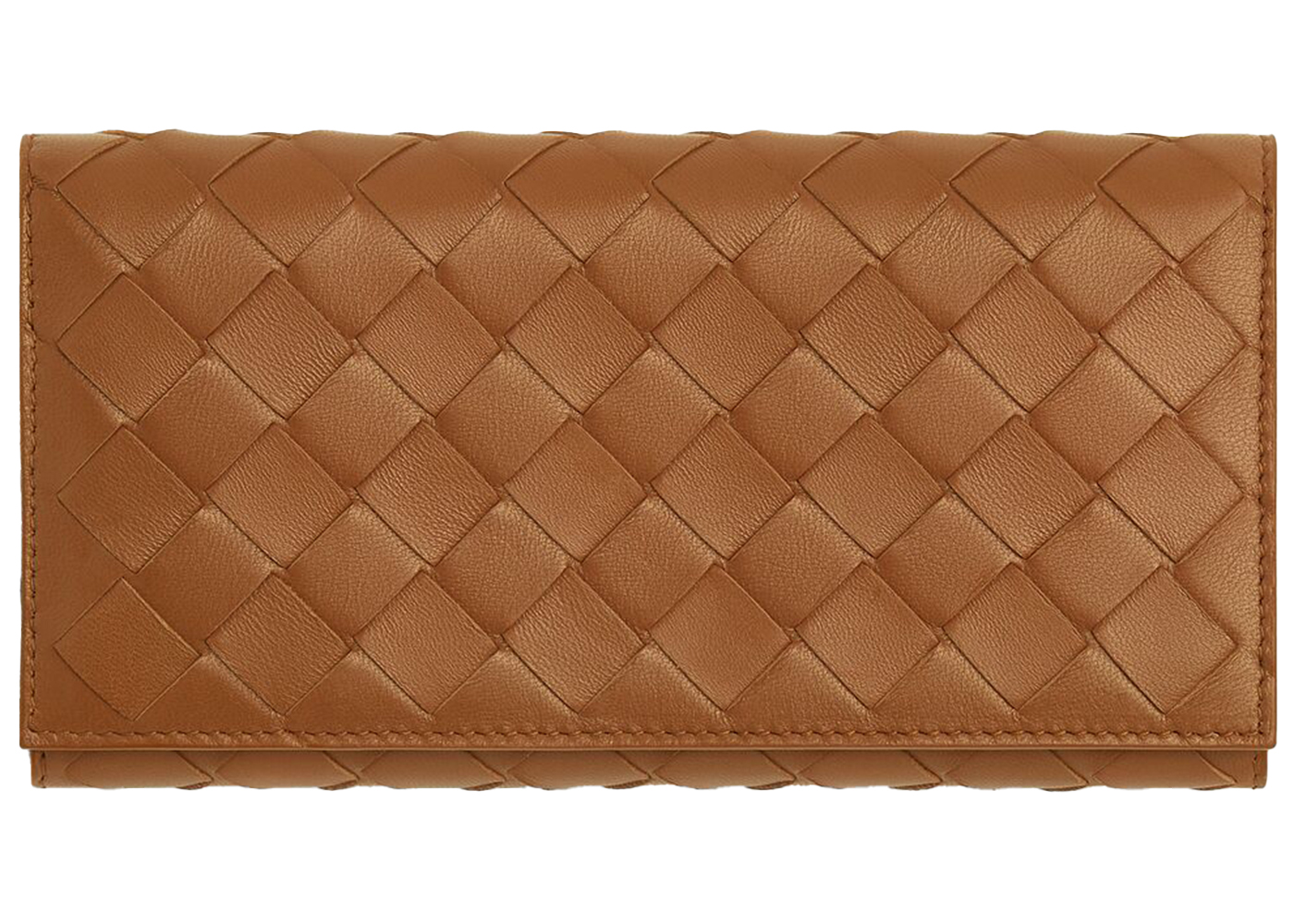 Bottega Veneta Large Flap Wallet Intreccio Wood