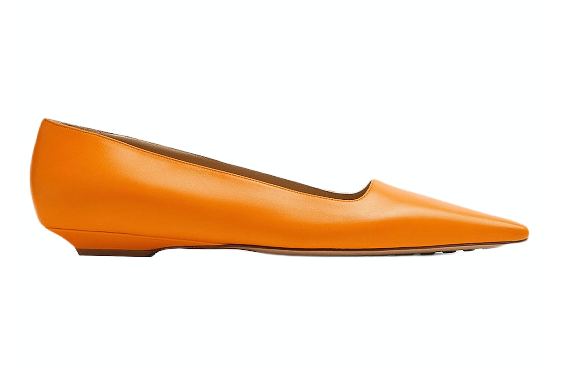 Pre-owned Bottega Veneta Leather Ballet Flat Orange (women's)
