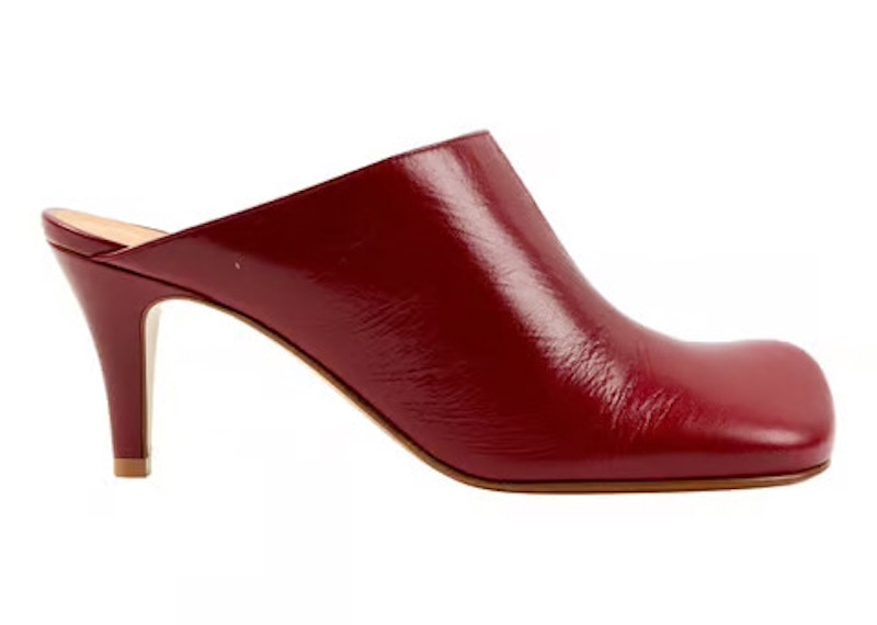 Womens red cheap leather mules