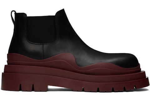 Bottega Veneta Leather Tire Chunky Sole Ankle Chelsea Boot Black