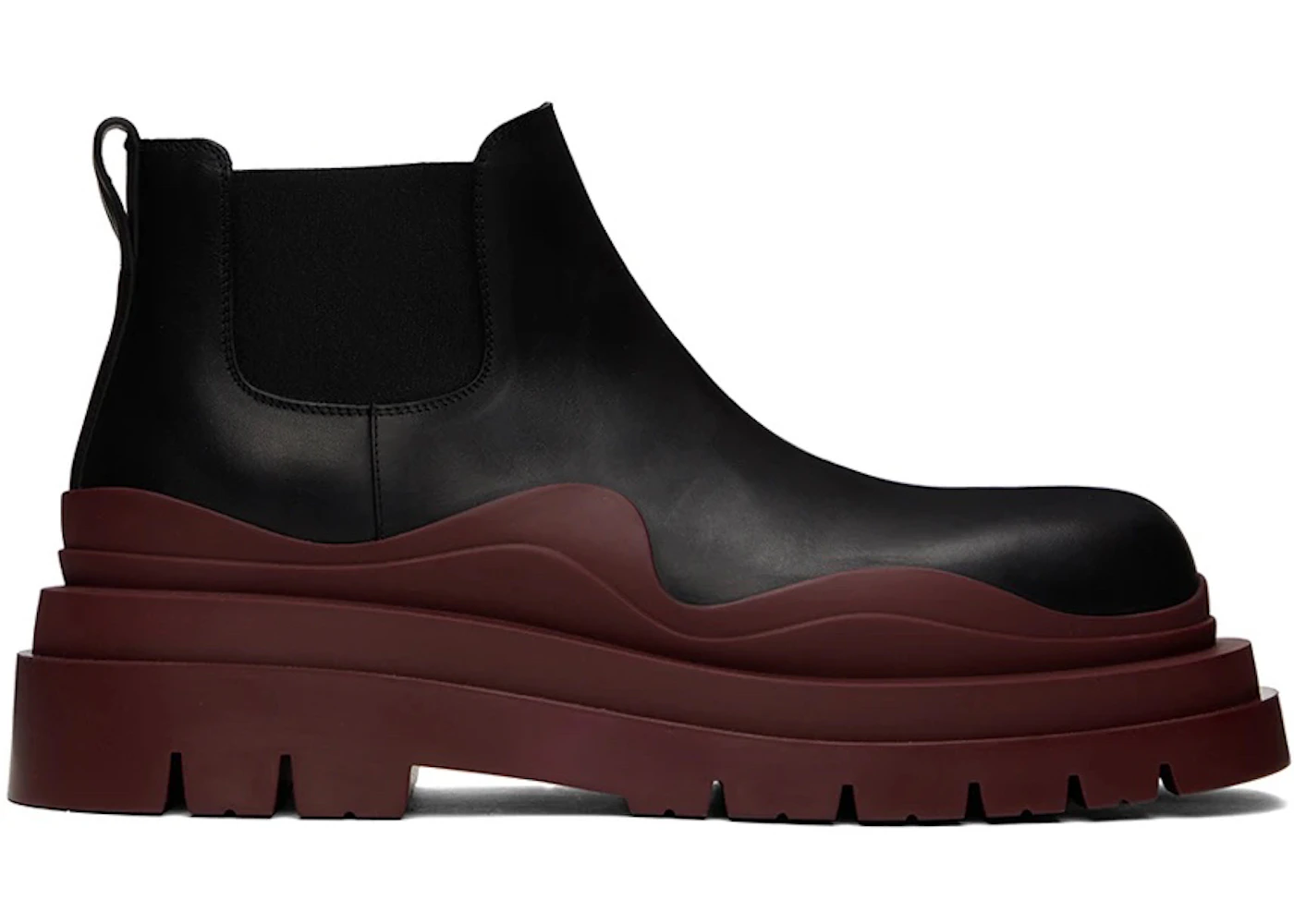 Bottega Veneta Leather Tire Chunky Sole Ankle Chelsea Boot Black
