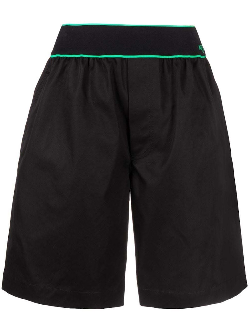 Pre-owned Bottega Veneta Women's Logo Elastic Waist Shorts In Black