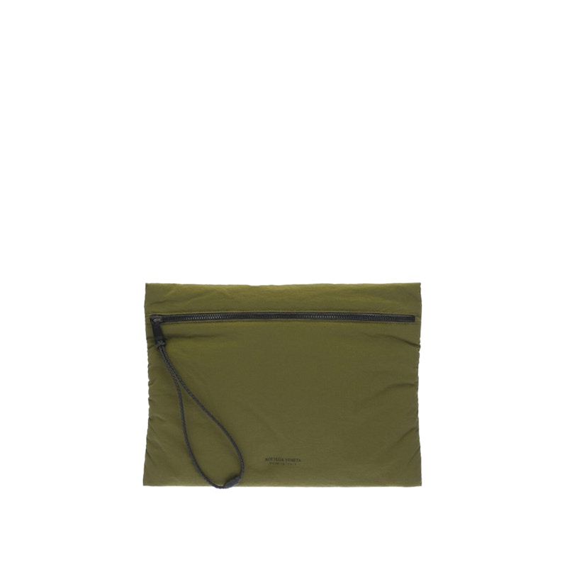 Pre-owned Bottega Veneta Men's  Logo Printed Pouch In Green