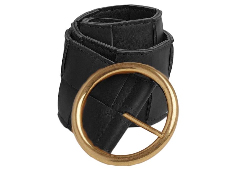 Pre-owned Bottega Veneta Women's Maxi Intreccio Belt In Black/gold In Multi