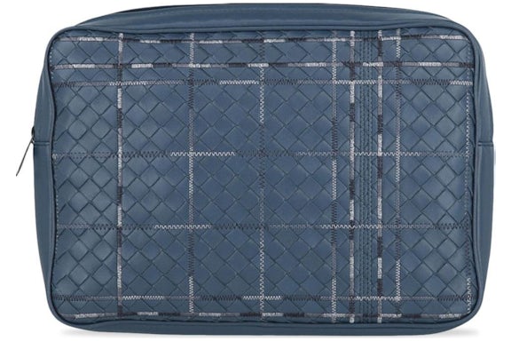 Bottega Veneta Metropolis Leather Wash Bag Blue