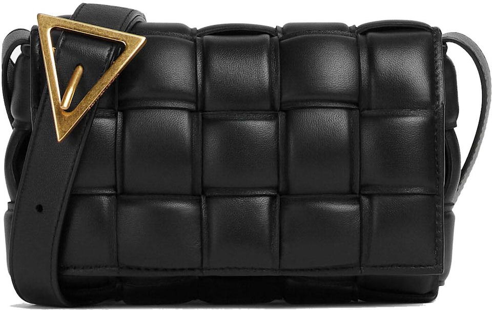 Bottega Veneta Padded Cassette Small Intreccio Black in Leather with  Gold-tone - US