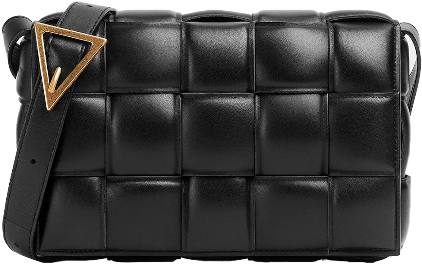 Bottega Veneta Padded Intreccio Cassette Crossbody Bag Black in Lambskin  Leather with Gold-tone - US
