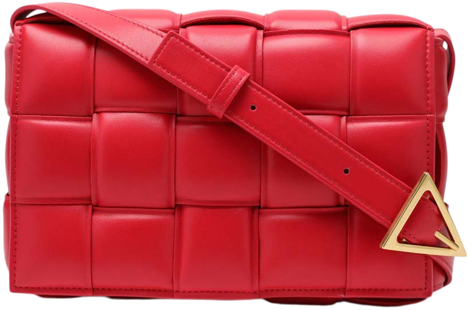 Bottega Veneta Padded Intreccio Cassette Crossbody Bag Dark Red in Lambskin  Leather with Gold-tone - US