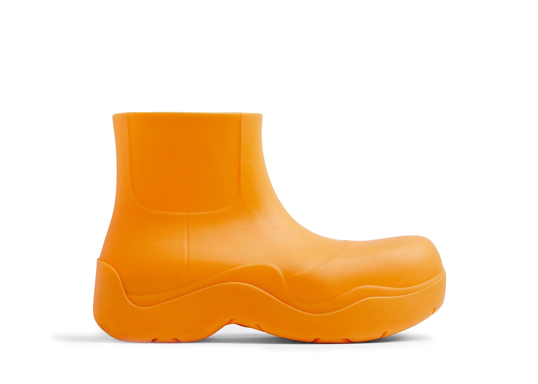 Pre-owned Bottega Veneta Puddle Ankle Boot Tangerine (women's) In Orange