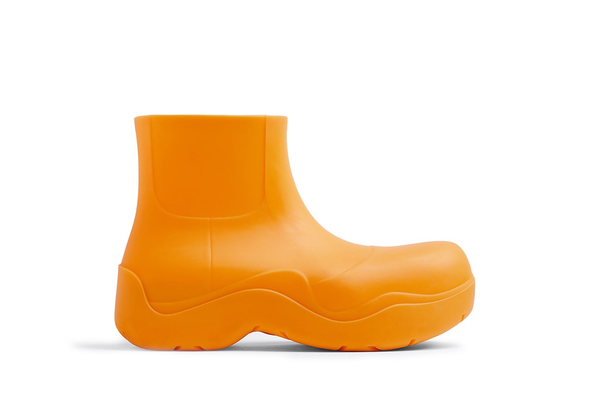 Pre-owned Bottega Veneta Puddle Ankle Boot Tangerine (women's) In Orange