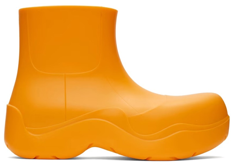 Pre-owned Bottega Veneta Men's Puddle Ankle Boots Tangerine Sneakers In Orange