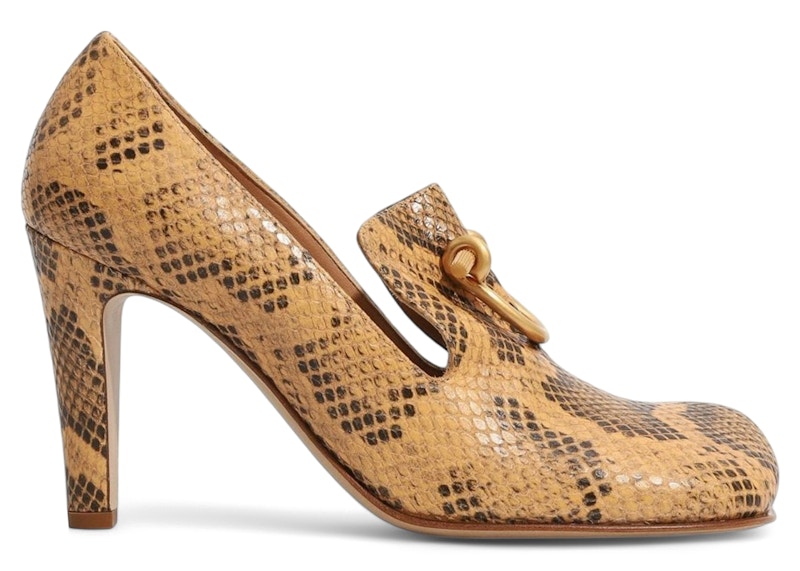 Bottega Veneta Python Leather Pattern Pumps Brown (Women's