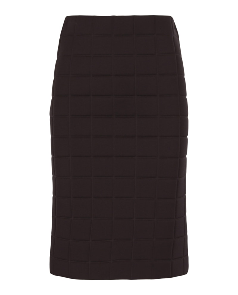 Pre-owned Bottega Veneta Women's  Quilted Pencil Skirt In Chocolate In Brown
