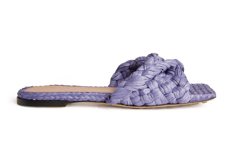 Bottega Veneta Raffia Stretch Flat Sandals Lavender (Women's