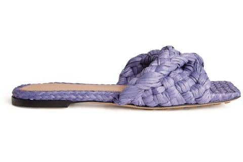 Bottega Veneta Raffia Stretch Flat Sandals Lavender (Women's