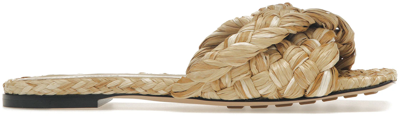 Bottega Veneta Raffia Stretch Flat Sandals Macadamia (Women's ...