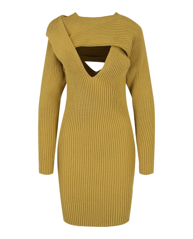 新品 BOTTEGA VENETA ドレス Bottega Veneta Ribbed-Knit Dress Pear - JP