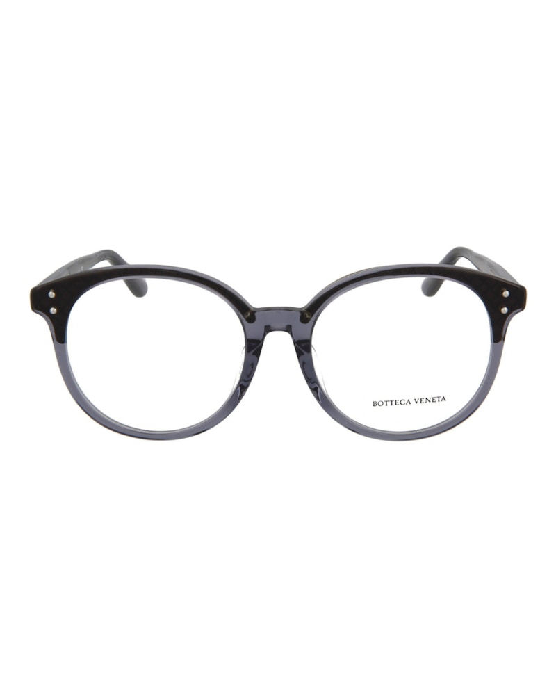 Pre-owned Bottega Veneta Women's  Roundframe Acetate Optical Glasses Optical Frames In Grey Grey Transparent (b