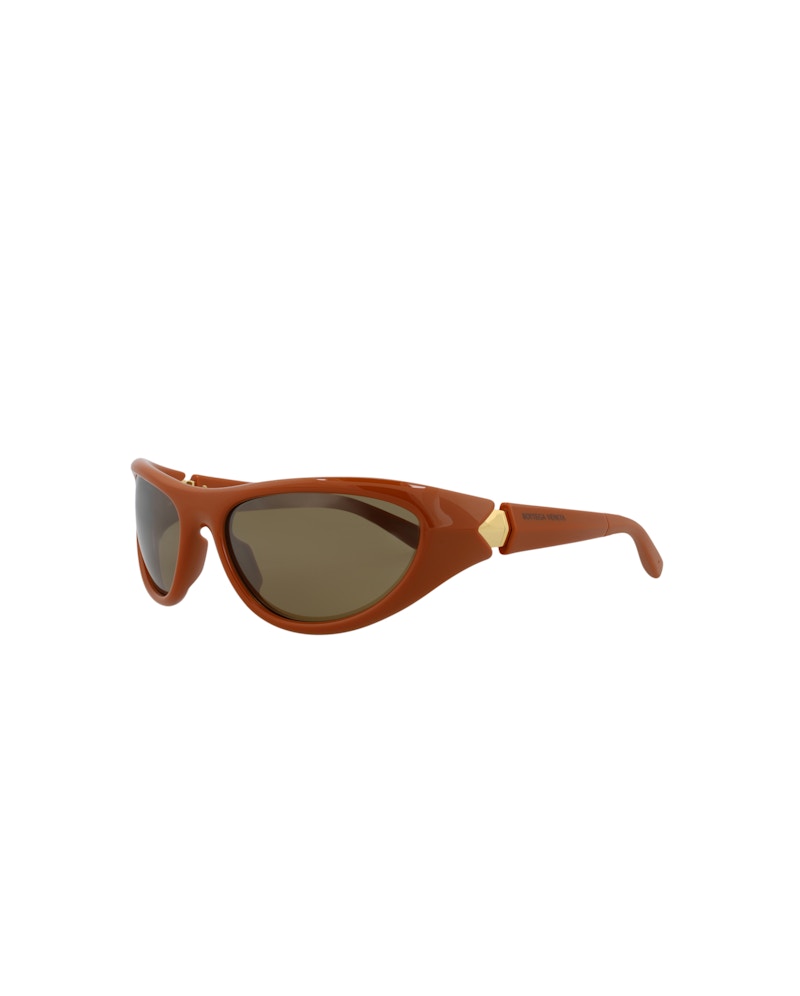 Bottega Veneta Shield Wrap Sunglasses Brown/Brown/Bronze