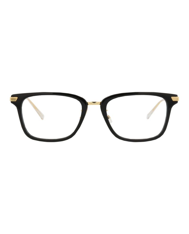 Pre-owned Bottega Veneta Squareframe Acetate Optical Frames In Black Gold Transparent (bv1075oa/30009058/001)
