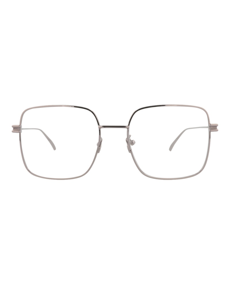 Pre-owned Bottega Veneta Women's  Squareframe Metal Optical Frames In Ruthenium Ruthenium Transparent (bv1049o/