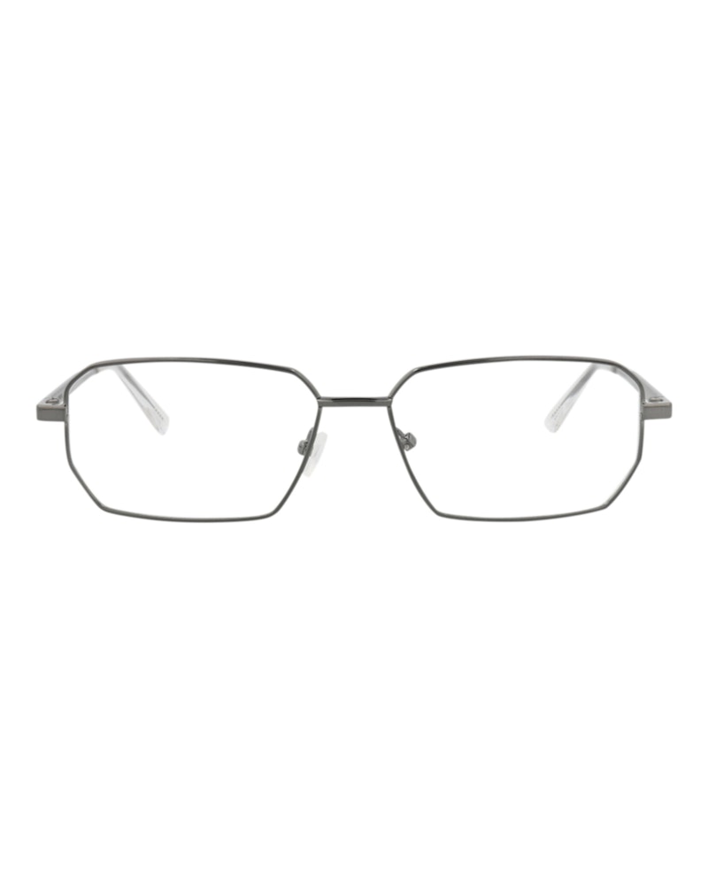 Pre-owned Bottega Veneta Squareframe Metal Optical Frames In Ruthenium Ruthenium Transparent (bv1073o/30009025/001)