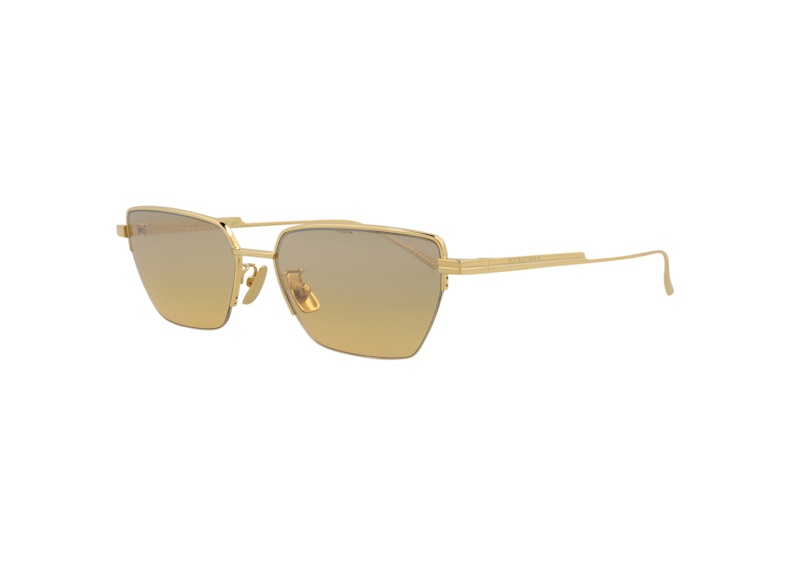Bottega Veneta Square Rectangle Sunglasses Gold/Brown