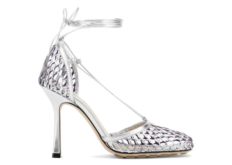 Bottega Veneta Stretched Lace-Up Sandals Silver (Women's