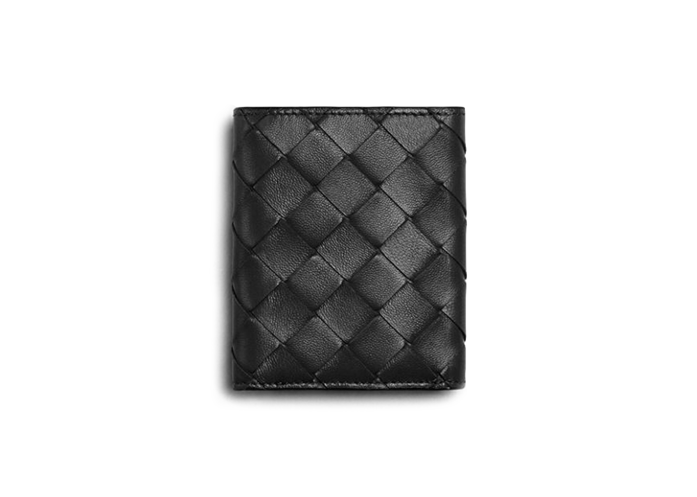 Bottega Veneta Tri Fold Wallet Small Intrecciato Black in Lambskin