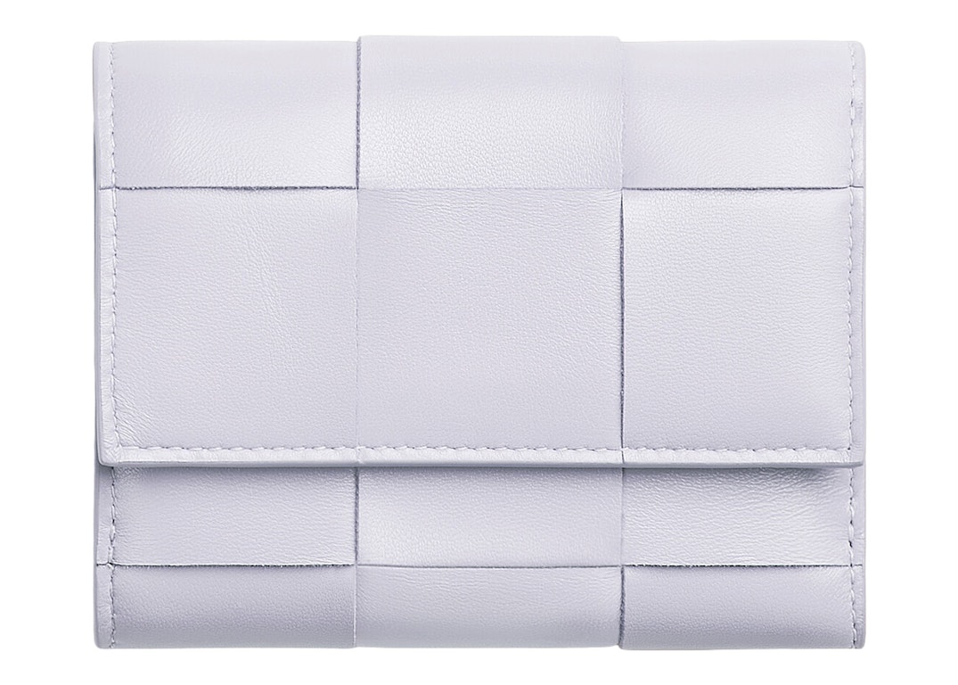 Pre-owned Bottega Veneta Tri-fold Zip Wallet Intreccio Mirth Washed