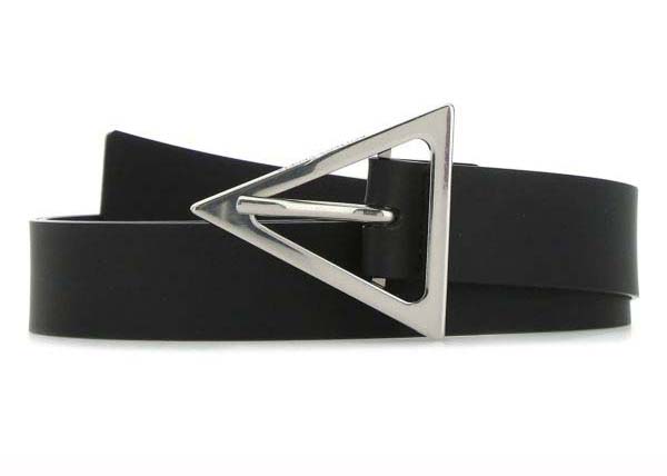 Bottega Veneta Triangle Logo Buckle Rubber Belt Black in Leather ...