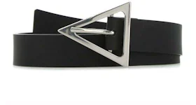 Bottega Veneta Triangle Logo Buckle Rubber Belt Black