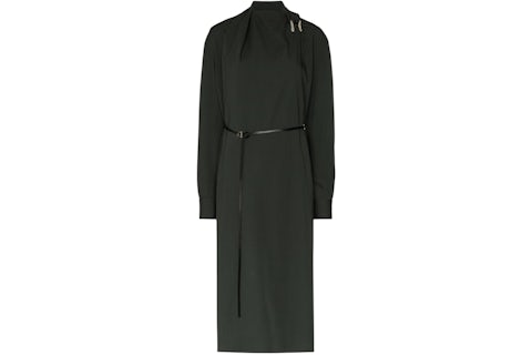 Bottega Veneta Women's Belted Wool Wrap Dress Green - US Bottega Veneta Women's Belted Wool Wrap Dress Green - US