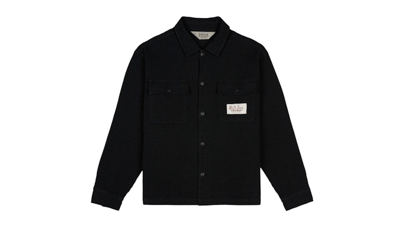 Brain Dead Waffle Button Front Shirt Washed Black