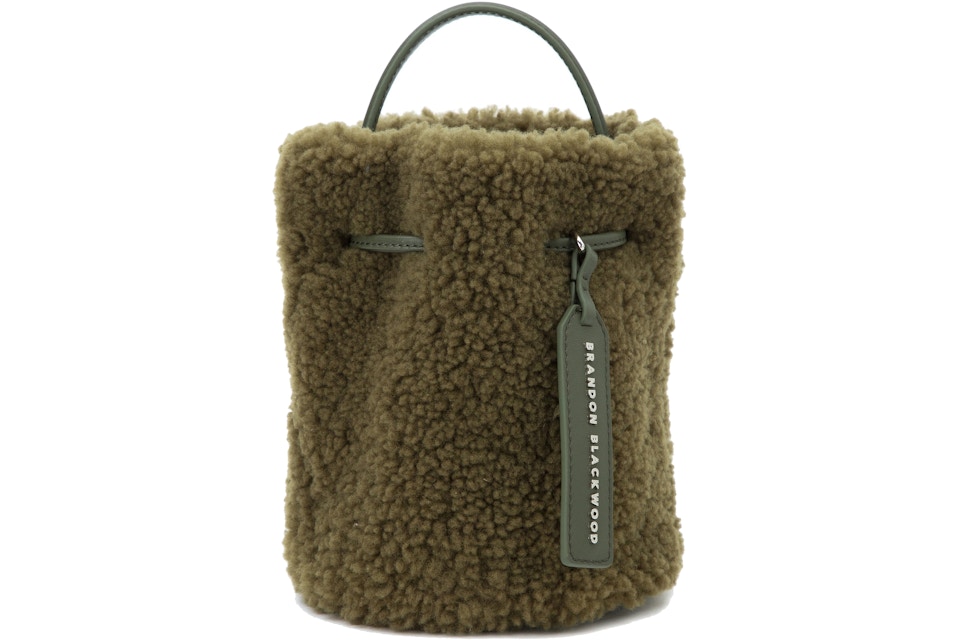 Brandon Blackwood Kamal Bucket Bag Shearling Green In Leather Shearling With Silver Tone Brandon Blackwood Kamal Bucket Bag Shearling Green In Leather Shearling With Silver Tone