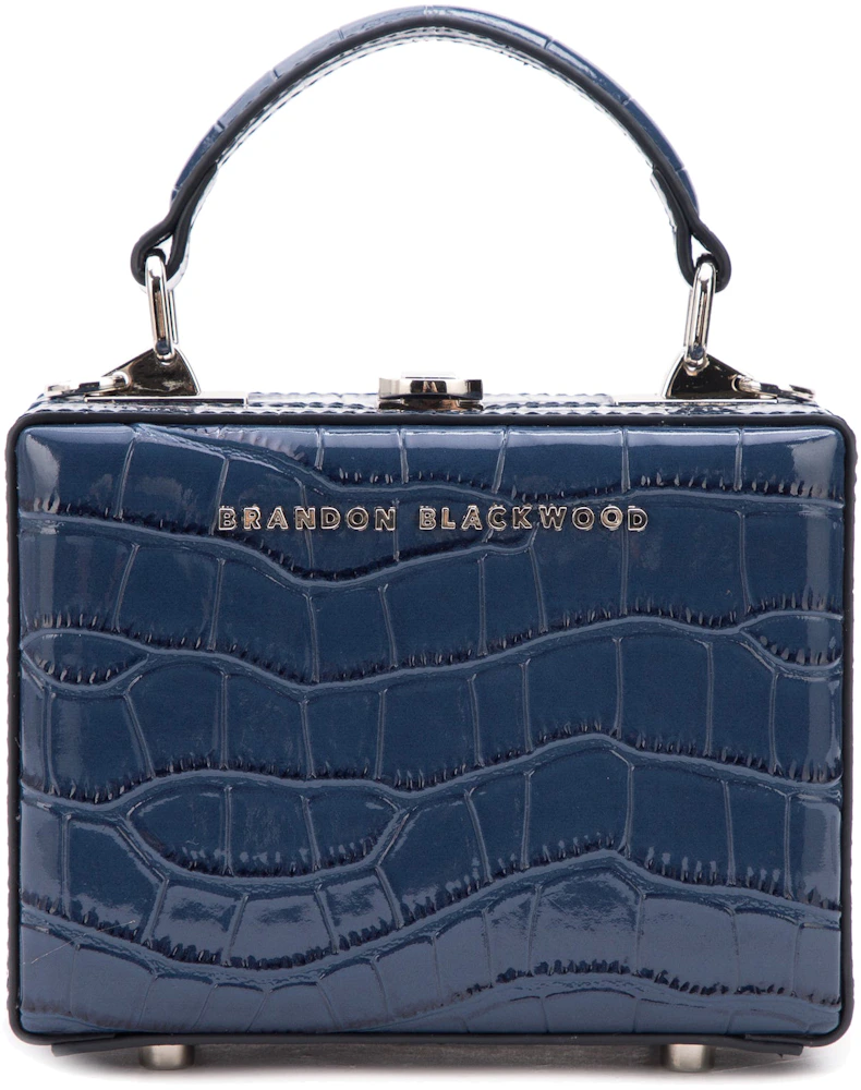 Brandon Blackwood Women's Kendrick Croc-Embossed Leather Top Handle Bag Black Croc