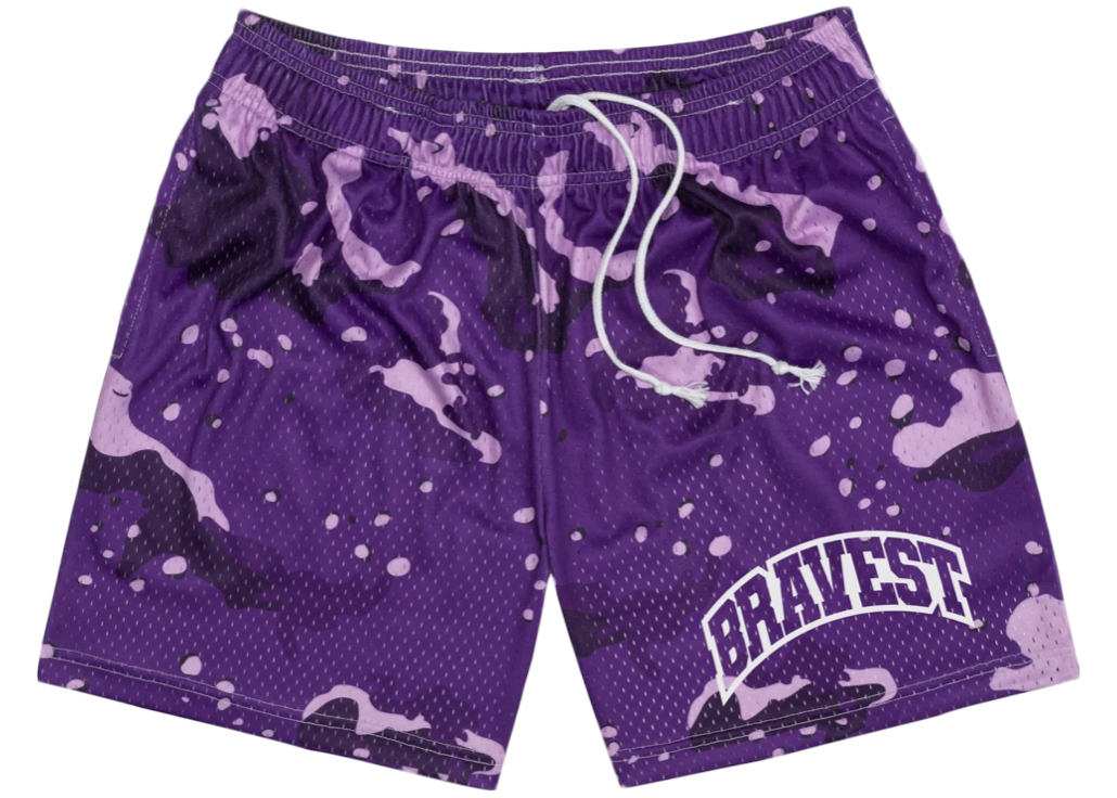Bravest Studios Camo Shorts Purple Men's - US